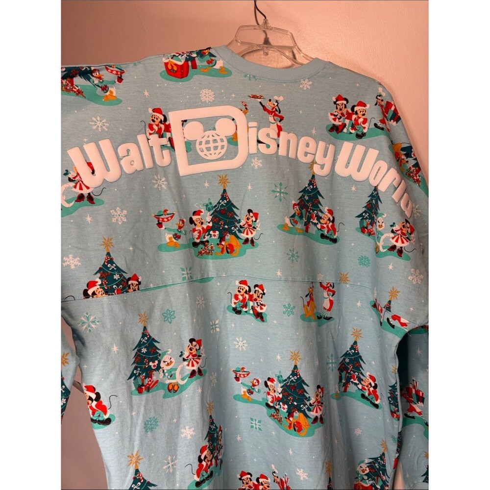Disney Parks NWT Spirit Jersey Santa Mickey Mouse Friends Holiday Blue Size XXL - Picture 5 of 9
